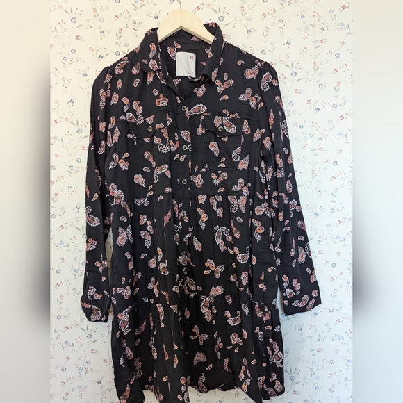 SO Dresses & Skirts - 🖤 SO L Dress Dark Floral loose fit ruffle long sleeve boho whimsigoth